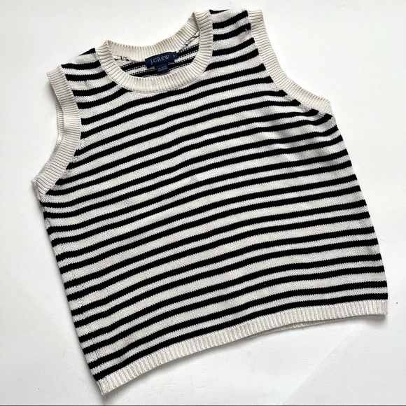 J. Crew Sweaters - J. Crew Navy & Cream stripe round neck sleeveless sweater size Medium